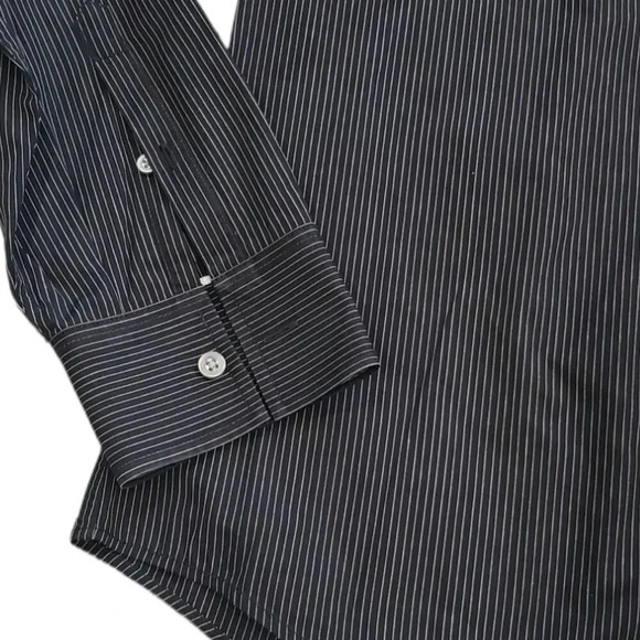 Club Monaco Black Striped Cotton Shirt M - Picture 2 of 3